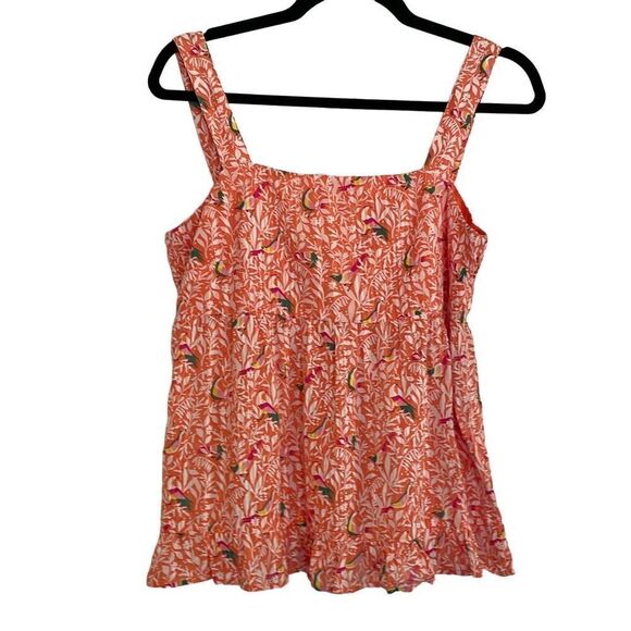 Loft NWOT bird floral peplum tie back tank 2 - Picture 3 of 11